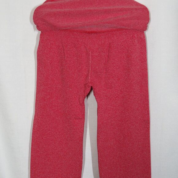 OQQ Heather Red Stretchy Shirred Fold Over Low Waist Flare Leggings Size Large - Picture 4 of 9